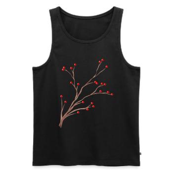 Branche de brumes aux fruits rouges pour Noël - Débardeur bio Premium Homme - noir - Devant - Michal (187cm)