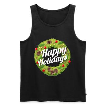 Christmas Wreath Happy Holidays For Marry - Männer Premium Bio Tank Top - Schwarz - Vorne - AI Model Male 178 light (178cm)