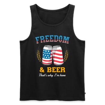 Freedom and beer USA patriots funny saying - Men's Premium Organic Tank Top - black - Front - Michal (187cm)