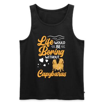 Capybara Leben ist langweilig ohne Capybara - Männer Premium Bio Tank Top - Schwarz - Vorne - AI Model Male 178 light (178cm)
