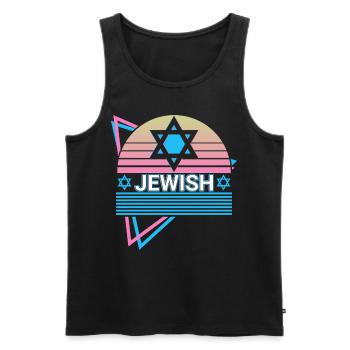 Jewish Star of David Retro Jude Hebrew - Men's Premium Organic Tank Top - black - Front - AI Model Male 178 light (178cm)