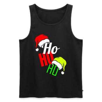 Ho HO HO Elfs Hat et Santas Hat pour Noël - Débardeur bio Premium Homme - noir - Devant - AI Model Male 178 light (178cm)