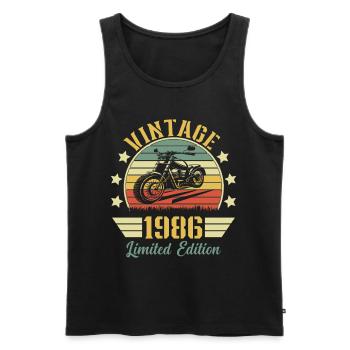 Vintage 1986 Retro Motorrad Geburtstagsgeschenk - Männer Premium Bio Tank Top - Schwarz - Vorne - Michal (187cm)