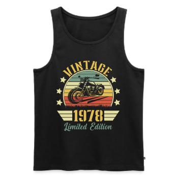 Vintage 1978 Retro Motorcycle Birthday Gift - Men's Premium Organic Tank Top - black - Front - AI Model Male 178 light (178cm)