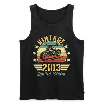 Vintage 2013 Retro Motorcycle Birthday Gift - Men's Premium Organic Tank Top - black - Front - AI Model Male 178 light (178cm)