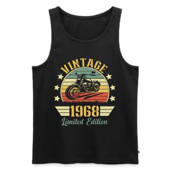 Vintage 1968 Retro Motorcycle Birthday Gift - Men's Premium Organic Tank Top - black - Front - AI Model Male 178 light (178cm)