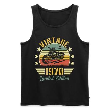 Vintage 1970 Retro Motorrad Geburtstagsgeschenk - Männer Premium Bio Tank Top - Schwarz - Vorne - Michal (187cm)