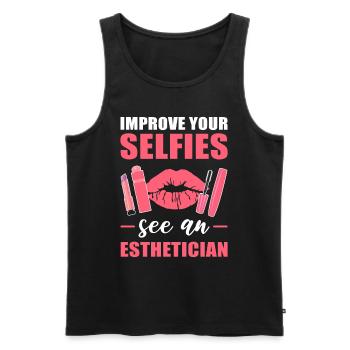 Improve Your Selfies See An Esthetician Beautician - Men's Premium Organic Tank Top - black - Front - AI Model Male 178 light (178cm)
