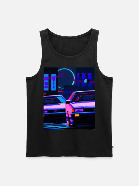 Vaporwave Aesthetic Synthwave Car - Men's Premium Organic Tank Top - black