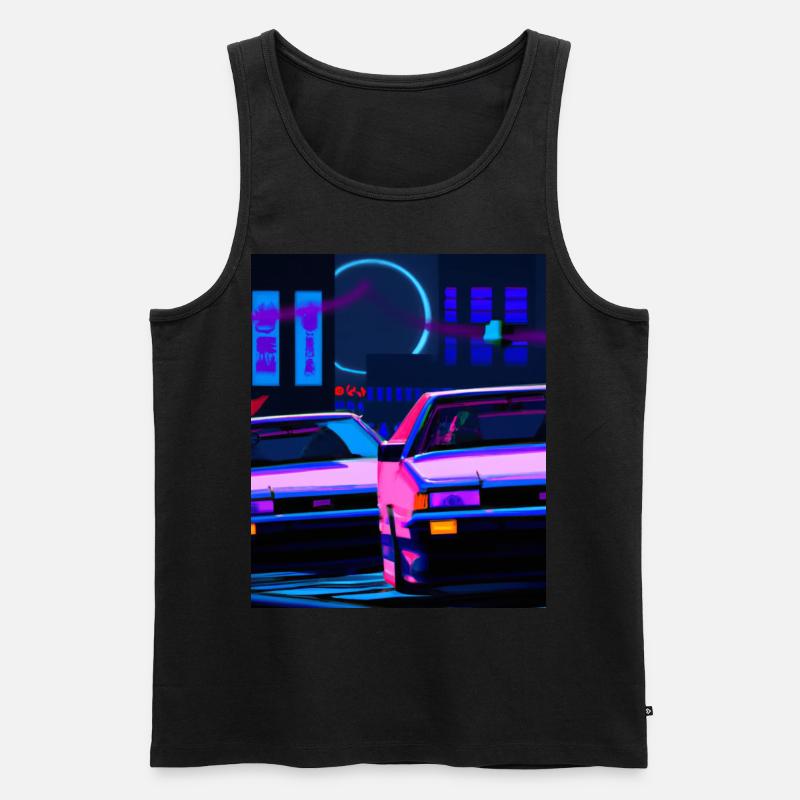 Vaporwave Aesthetic Synthwave Car - Männer Premium Bio Tank Top - Schwarz