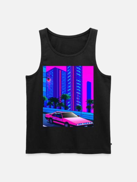 Vaporwave Aesthetic Synthwave City - Men's Premium Organic Tank Top - black