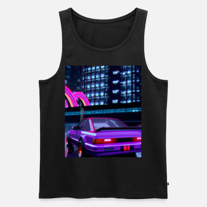 Vaporwave Aesthetic Synthwave Car - Männer Premium Bio Tank Top - Schwarz