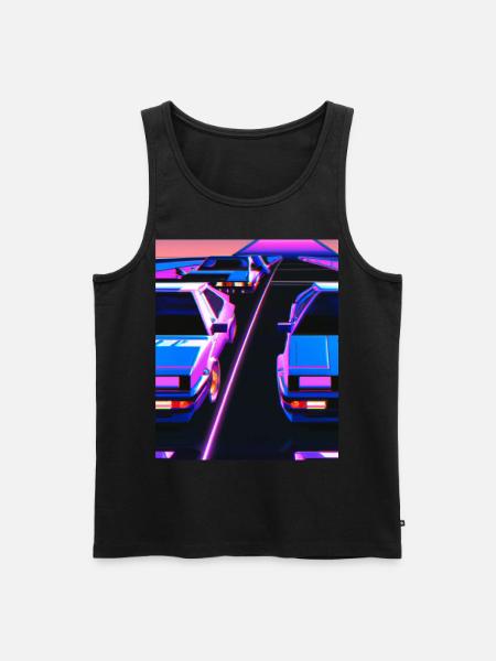 Vaporwave Aesthetic Synthwave Car - Men's Premium Organic Tank Top - black