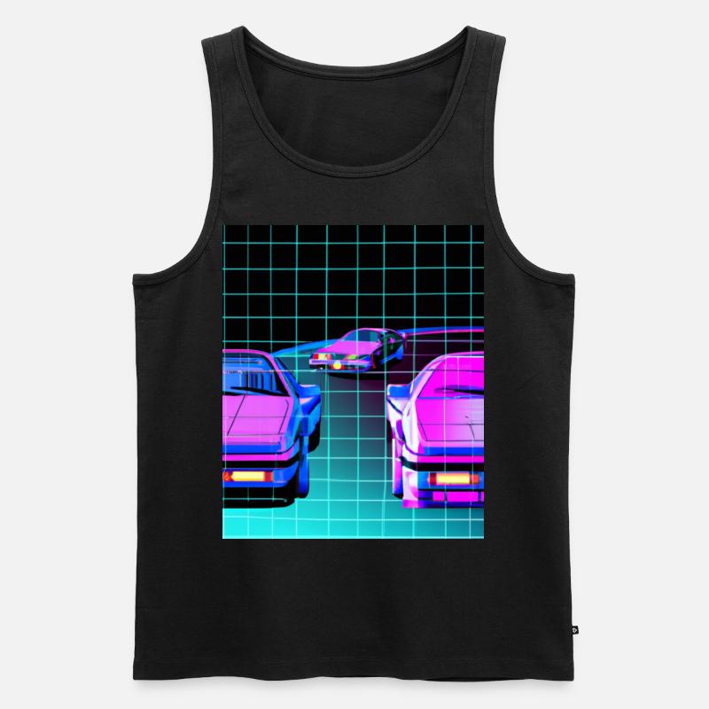 Vaporwave Aesthetic Synthwave Car - Männer Premium Bio Tank Top - Schwarz