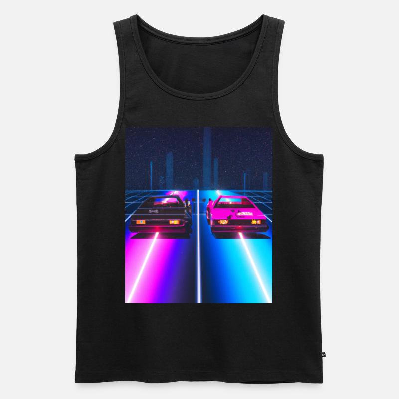 Vaporwave Aesthetic Synthwave Car - Männer Premium Bio Tank Top - Schwarz