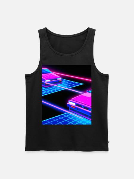 Vaporwave Aesthetic Synthwave Car - Men's Premium Organic Tank Top - black