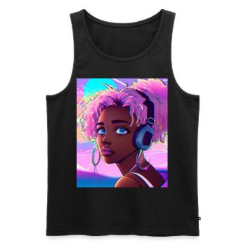 Pastel Aesthetic Cute Anime Girl - Men's Premium Organic Tank Top - black - Front - AI Model Male 178 light (178cm)