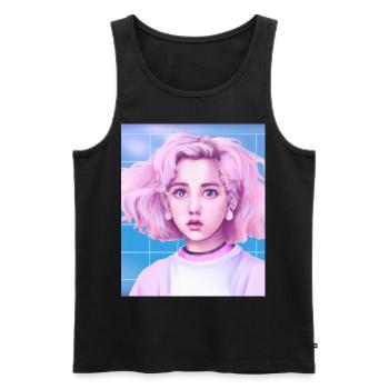 Pastel Aesthetic Cute Anime Girl - Men's Premium Organic Tank Top - black - Front - AI Model Male 178 light (178cm)