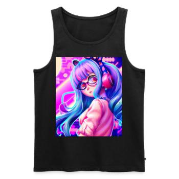 Pastel Aesthetic Nerd Anime Girl - Men's Premium Organic Tank Top - black - Front - AI Model Male 178 light (178cm)