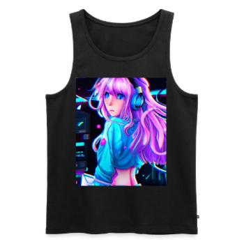 Pastel Aesthetic Cute Anime Girl - Men's Premium Organic Tank Top - black - Front - AI Model Male 178 light (178cm)