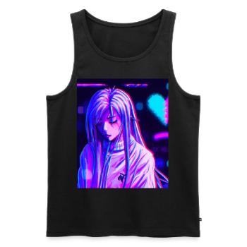 Pastel Esthétique Triste Anime Fille - Débardeur bio Premium Homme - noir - Devant - AI Model Male 178 light (178cm)