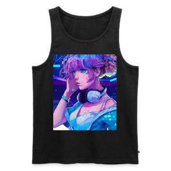 Pastel Aesthetic Cute Anime Girl - Men's Premium Organic Tank Top - black - Front - AI Model Male 178 light (178cm)