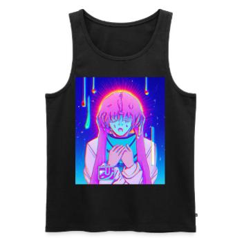 Pastel Esthétique Triste Anime Fille - Débardeur bio Premium Homme - noir - Devant - AI Model Male 178 light (178cm)