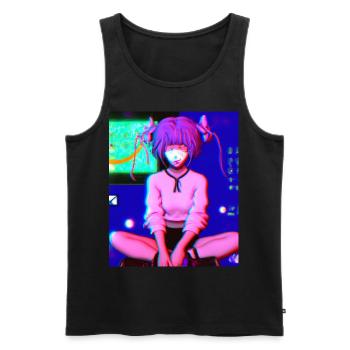 Pastel Esthétique Triste Anime Fille - Débardeur bio Premium Homme - noir - Devant - AI Model Male 178 light (178cm)