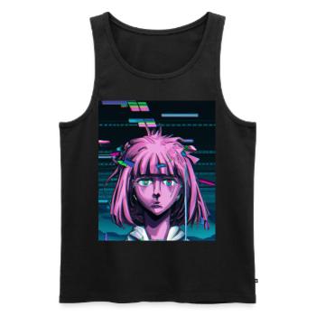 Pastel Esthétique Triste Anime Fille - Débardeur bio Premium Homme - noir - Devant - AI Model Male 178 light (178cm)