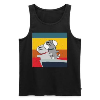 Chien mignon dans Titanic Pose Puppies - Débardeur bio Premium Homme - noir - Devant - Michal (187cm)