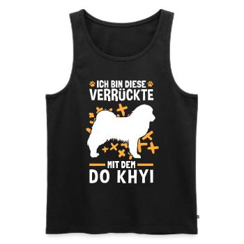 Die Verrückte mit dem Do Khyi Tibetdogge - Männer Premium Bio Tank Top - Schwarz - Vorne - Michal (187cm)