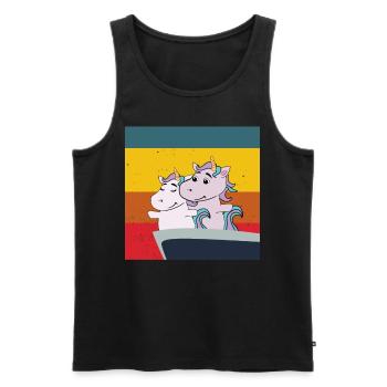 niedliche Einhörner in Titanic Pose süße Pferdchen - Männer Premium Bio Tank Top - Schwarz - Vorne - Michal (187cm)