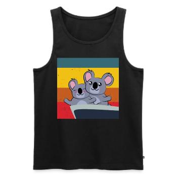 koalas mignons dans la pose du Titanic - Débardeur bio Premium Homme - noir - Devant - Michal (187cm)