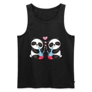 Panda Bears in Love Smoke Bong Cute - Men's Premium Organic Tank Top - black - Front - AI Model Male 178 light (178cm)