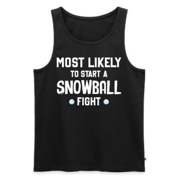 Snowball Fight - Le plus susceptible de déclencher une boule de neige F - Débardeur bio Premium Homme - noir - Devant - AI Model Male 178 light (178cm)
