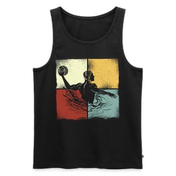 Water Polo Retro Vintage Water - Männer Premium Bio Tank Top - Schwarz - Vorne - Michal (187cm)