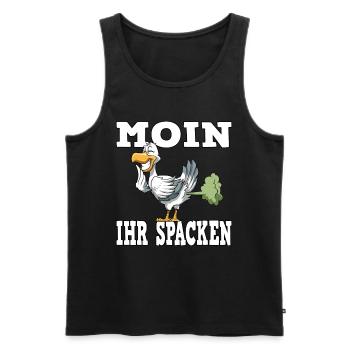 MOIN IHR SPACKEN für einen Möwen Spruch - Männer Premium Bio Tank Top - Schwarz - Vorne - AI Model Male 178 light (178cm)
