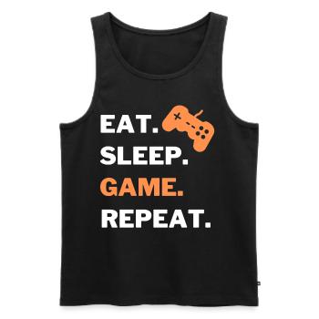 eat sleep game repeat gamer Tshirt - Männer Premium Bio Tank Top - Schwarz - Vorne - Michal (187cm)