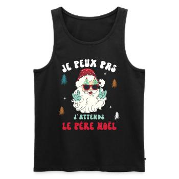 Humour Noel Je Peux Pas J'attends Le Pere Noel - Débardeur bio Premium Homme - noir - Devant - Michal (187cm)