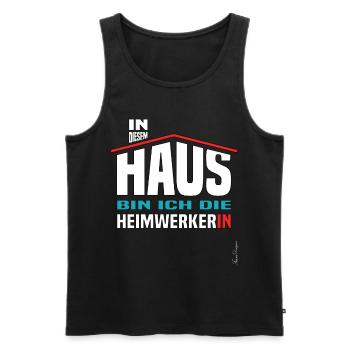 Lustiges Haus das Frauen Beruf Bauherrin stolze - Männer Premium Bio Tank Top - Schwarz - Vorne - AI Model Male 178 light (178cm)
