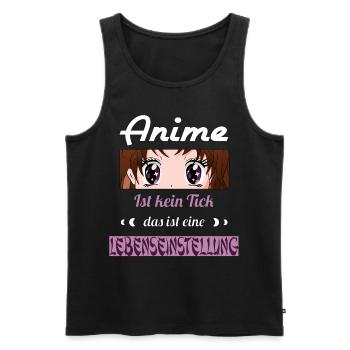 Anime ist kein Tick ist eine Lebenseinstellung - Männer Premium Bio Tank Top - Schwarz - Vorne - AI Model Male 178 light (178cm)