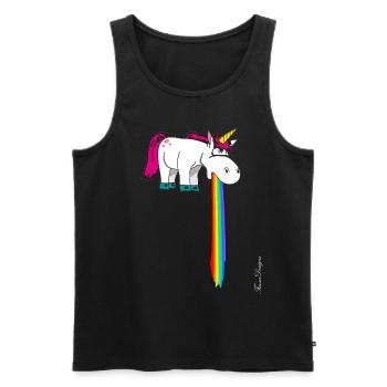 Cute unicorn vomits in the beam rainbow - Men's Premium Organic Tank Top - black - Front - AI Model Male 178 light (178cm)