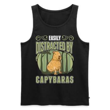 Easily distracted by Capybaras - Männer Premium Bio Tank Top - Schwarz - Vorne - Michal (187cm)