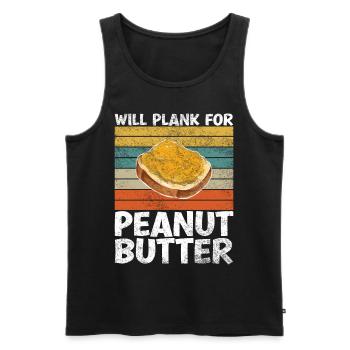 Will Plank For Peanut Butter Lustiges Sprichwort - Männer Premium Bio Tank Top - Schwarz - Vorne - AI Model Male 178 light (178cm)