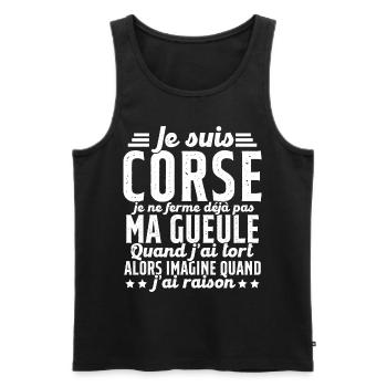 Corse je ne ferme pas ma gueule cadeau humour - Débardeur bio Premium Homme - noir - Devant - Michal (187cm)