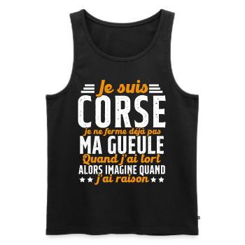 Corse je ne ferme pas ma gueule cadeau humour - Débardeur bio Premium Homme - noir - Devant - Michal (187cm)