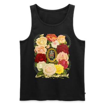 IHS Jesus Jesus Christus vintage-Rosenmotiv Spruch - Männer Premium Bio Tank Top - Schwarz - Vorne - AI Model Male 178 light (178cm)