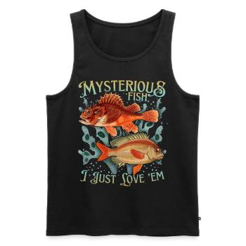 Pisces Vintage Illustration Love-Fish Saying - Men's Premium Organic Tank Top - black - Front - AI Model Male 178 light (178cm)