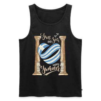 Sonne und Meer Griechenland Urlaub antike Ruinen - Männer Premium Bio Tank Top - Schwarz - Vorne - AI Model Male 178 light (178cm)