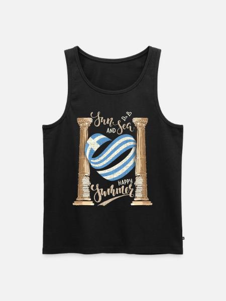 Sun and Sea Greece Holiday Ancient Ruins - Men's Premium Organic Tank Top - black